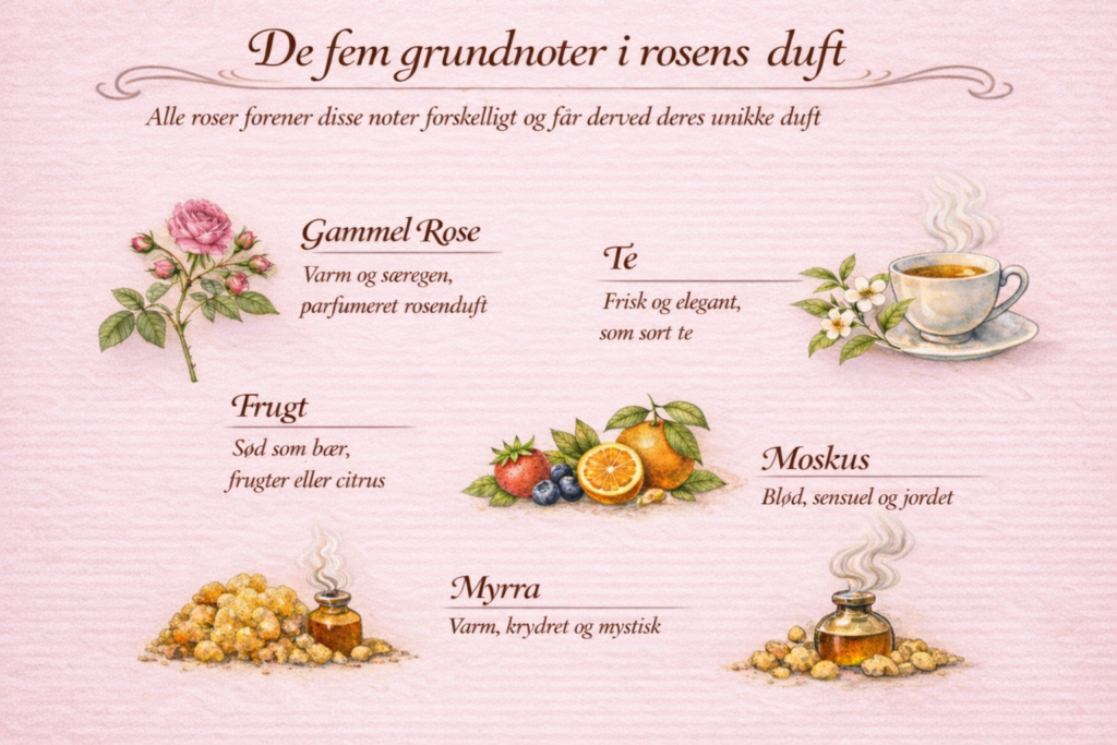 roser med duft: de fem grrundnoter
